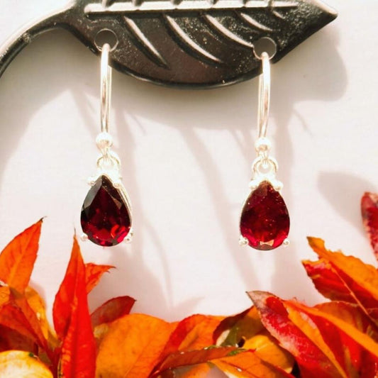 Teardrop Garnet Dangle Earrings