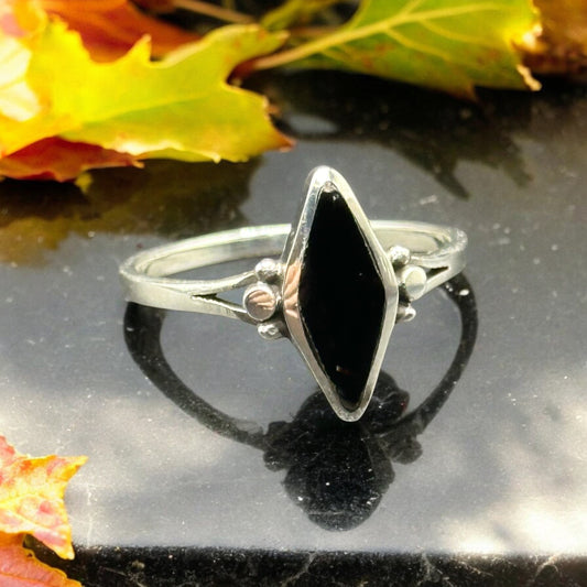 Black Agate Marquise Ring