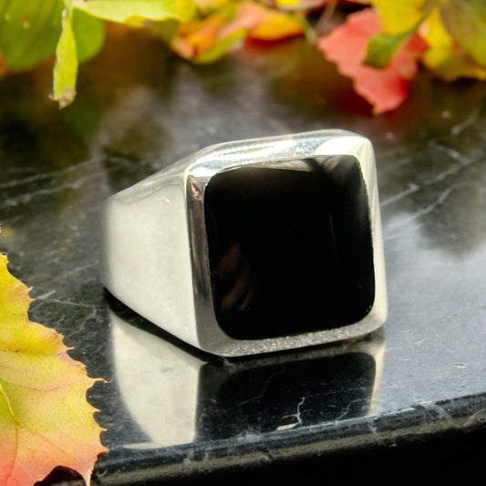 Black Onyx Square Ring