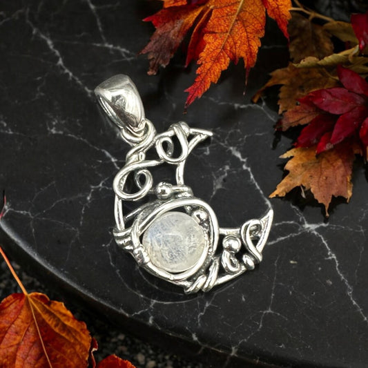 Moonstone Crescent Moon Pendant