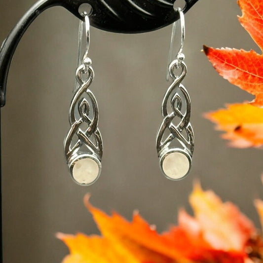 Celtic Knot Moonstone Earrings