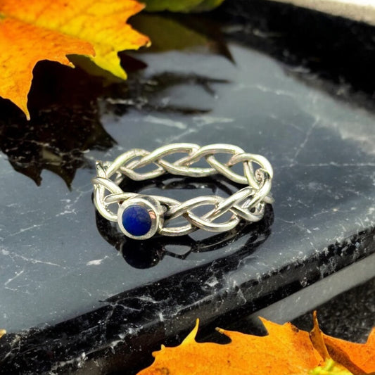 Blue Lapis Lazuli Celtic Knot Ring