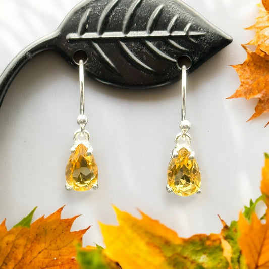 Teardrop Citrine Dangle Earrings