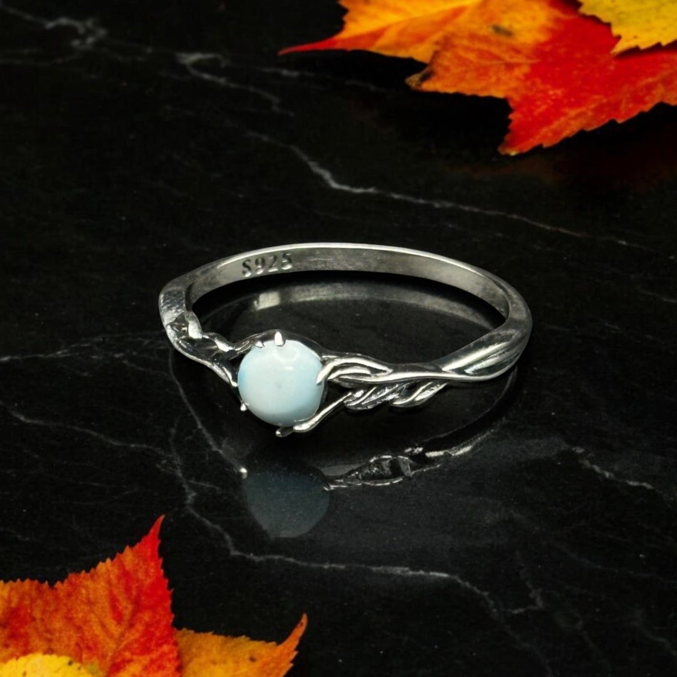 Larimar Vine Twist Ring