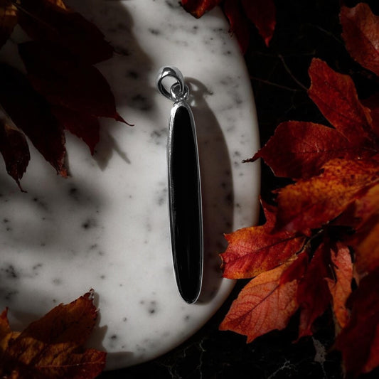 Black Onyx Slim Oval-Cut Pendant