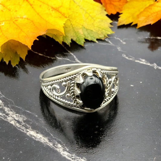 Black Onyx Oval Ring