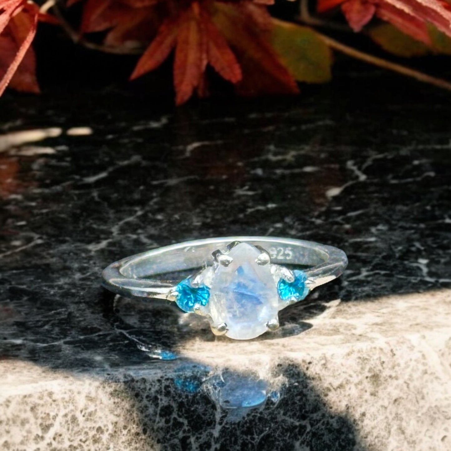 Moonstone & London Blue Topaz Ring