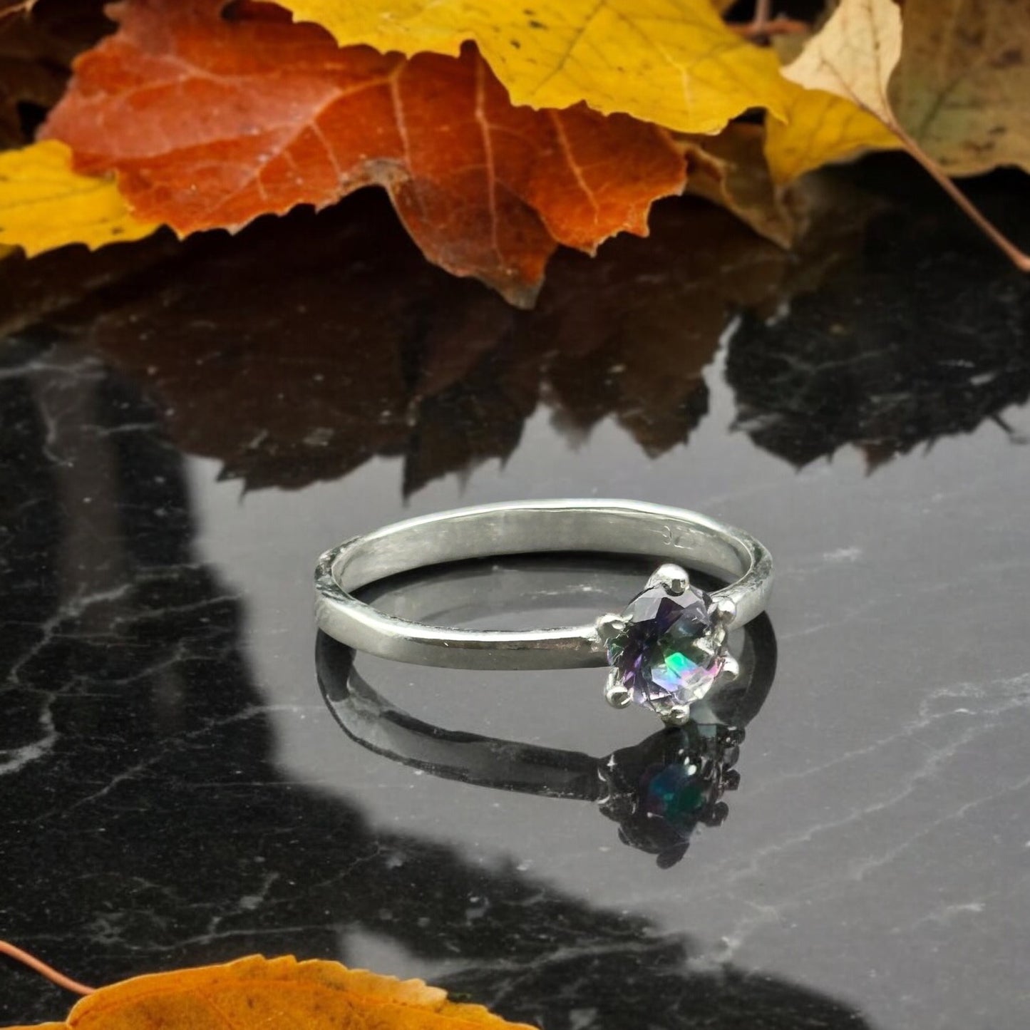 Mystic Quartz Solitaire Ring