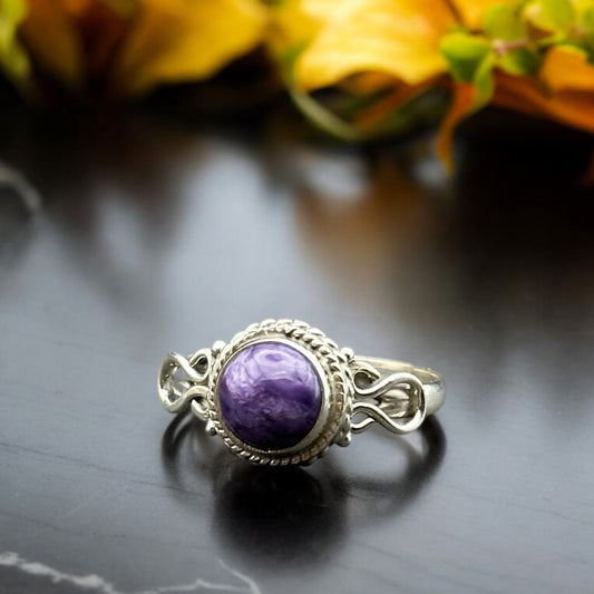 Charoite Round Ring