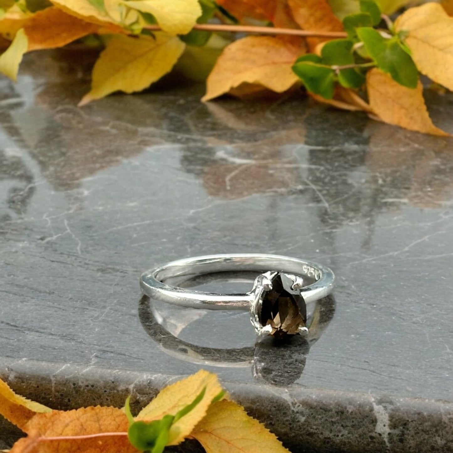 Smoky Quartz Teardrop ring