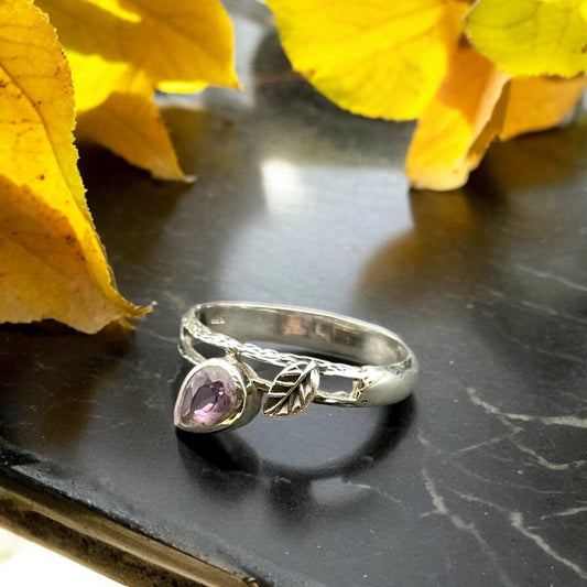 Amethyst Leaf Ring