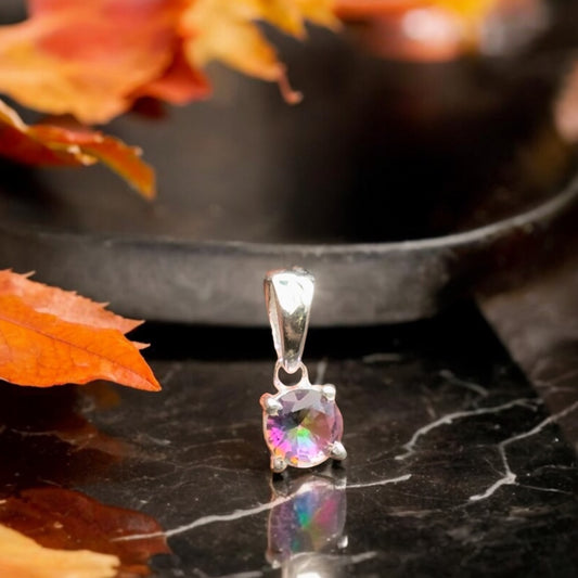 Mystic Quartz Solitaire Pendant