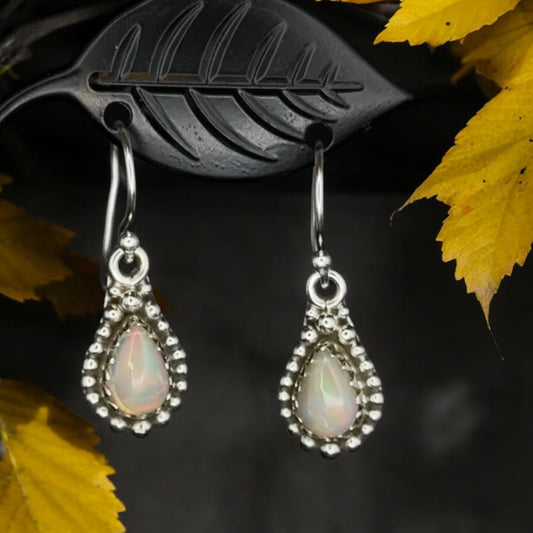 Ethiopian Opal Teardrop Earrings