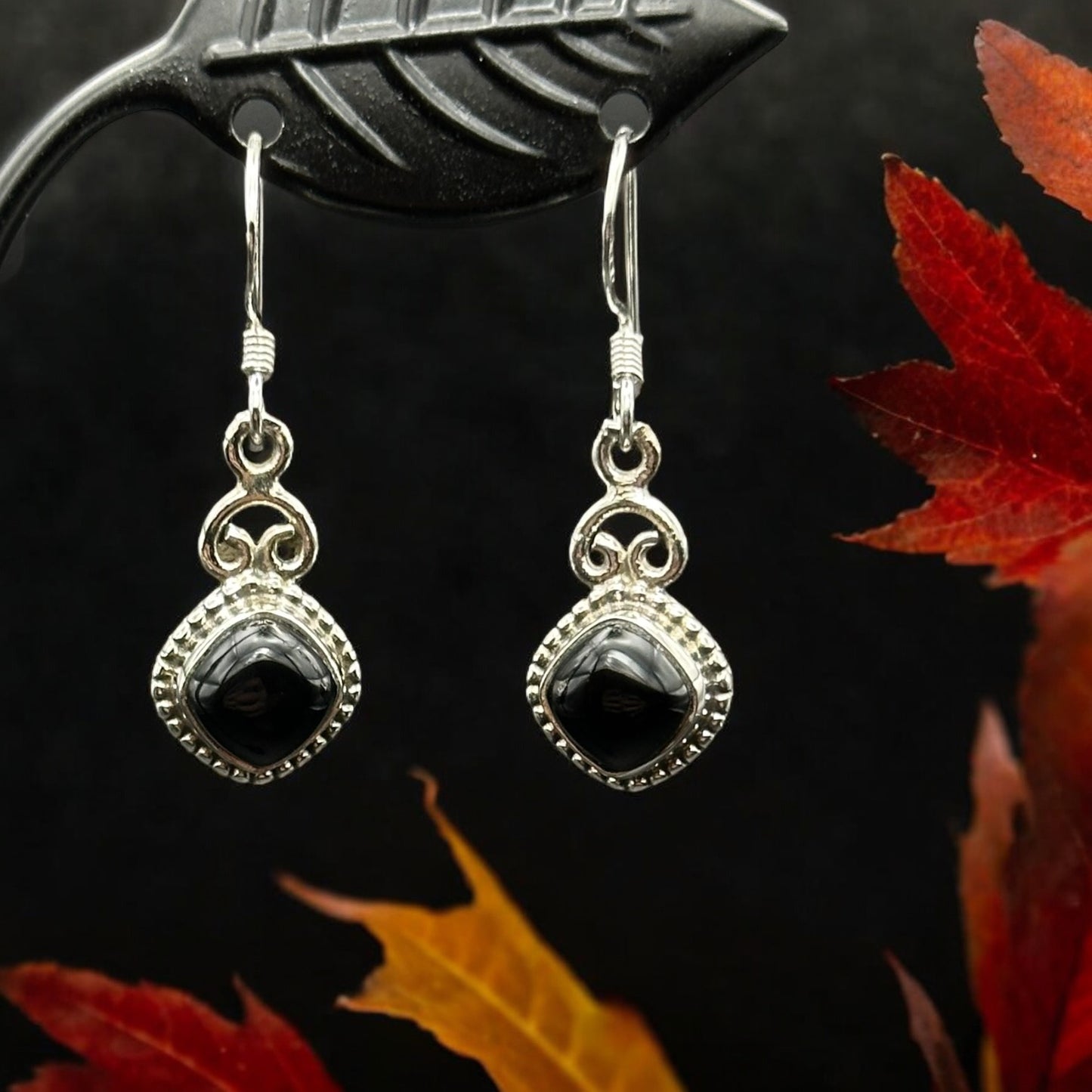 Black Onyx Cushion Earrings