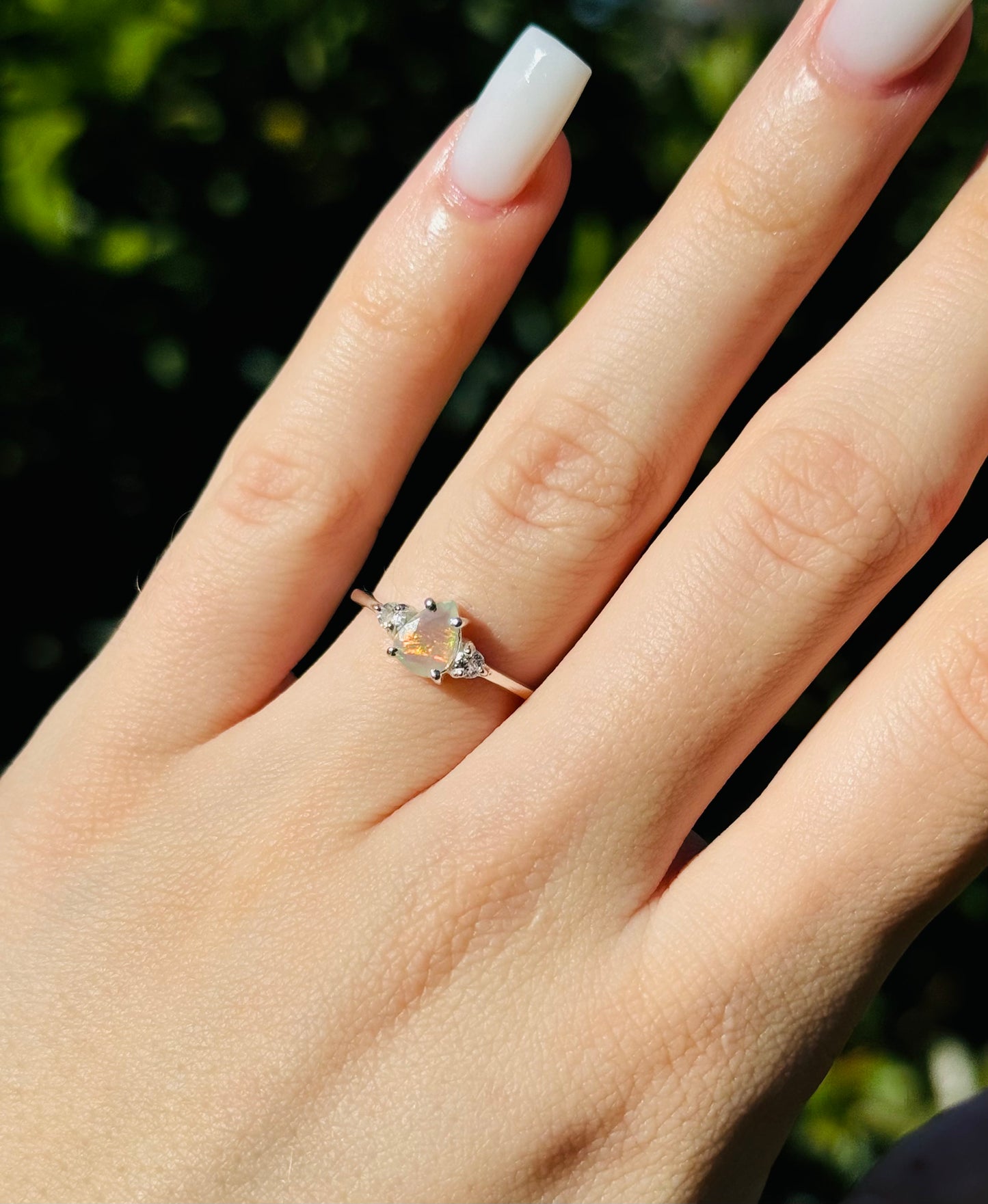 Ethiopian Opal & White Topaz Accent Ring