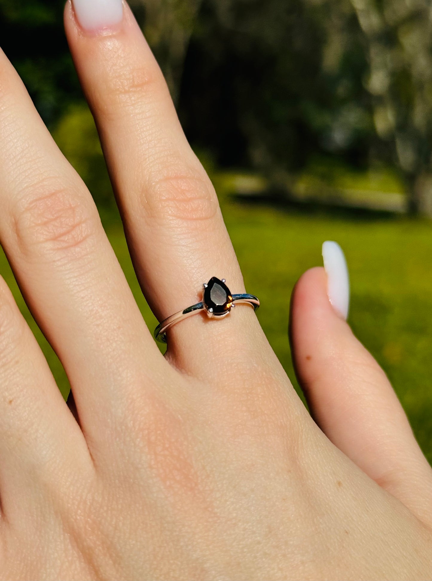 Smoky Quartz Teardrop ring