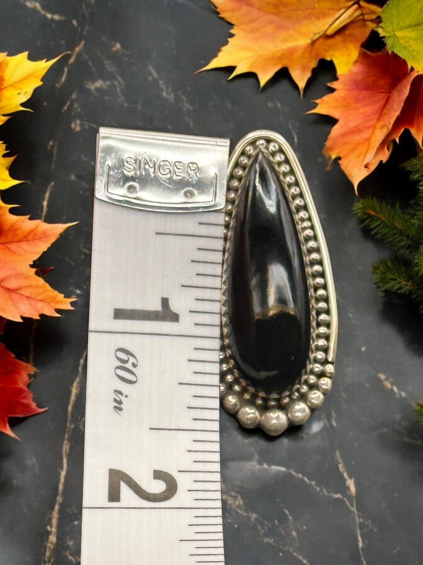 Black Onyx Teardrop Ring